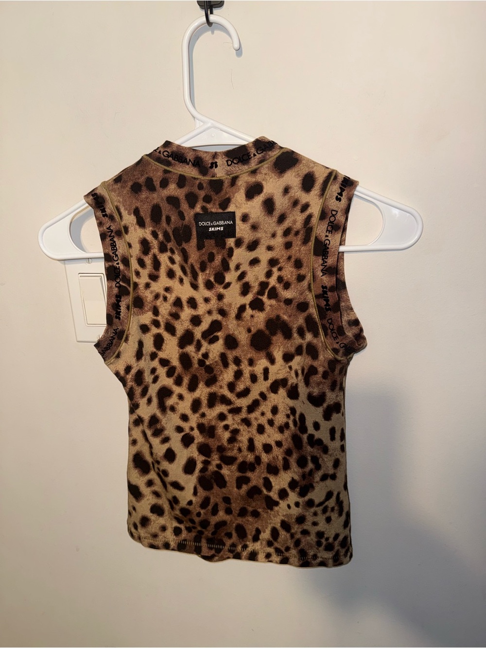 Skims Dolce and Gabbana Cotton Jersey Mock Neck Tank Leopard Small - Picture 7 of 7
